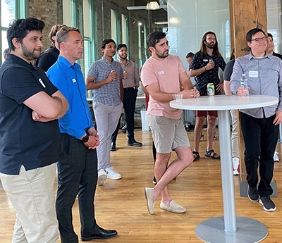 Shariq Shah and his cohort in the gener8tor start-up accelerator program. Photo courtesy of Molly Dill/gener8tor.