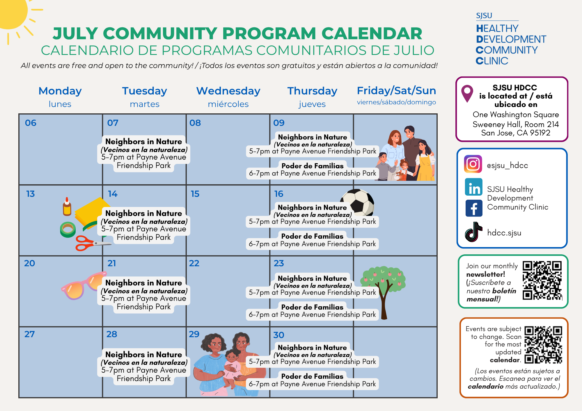 A calendar of our upcoming programs happening in July