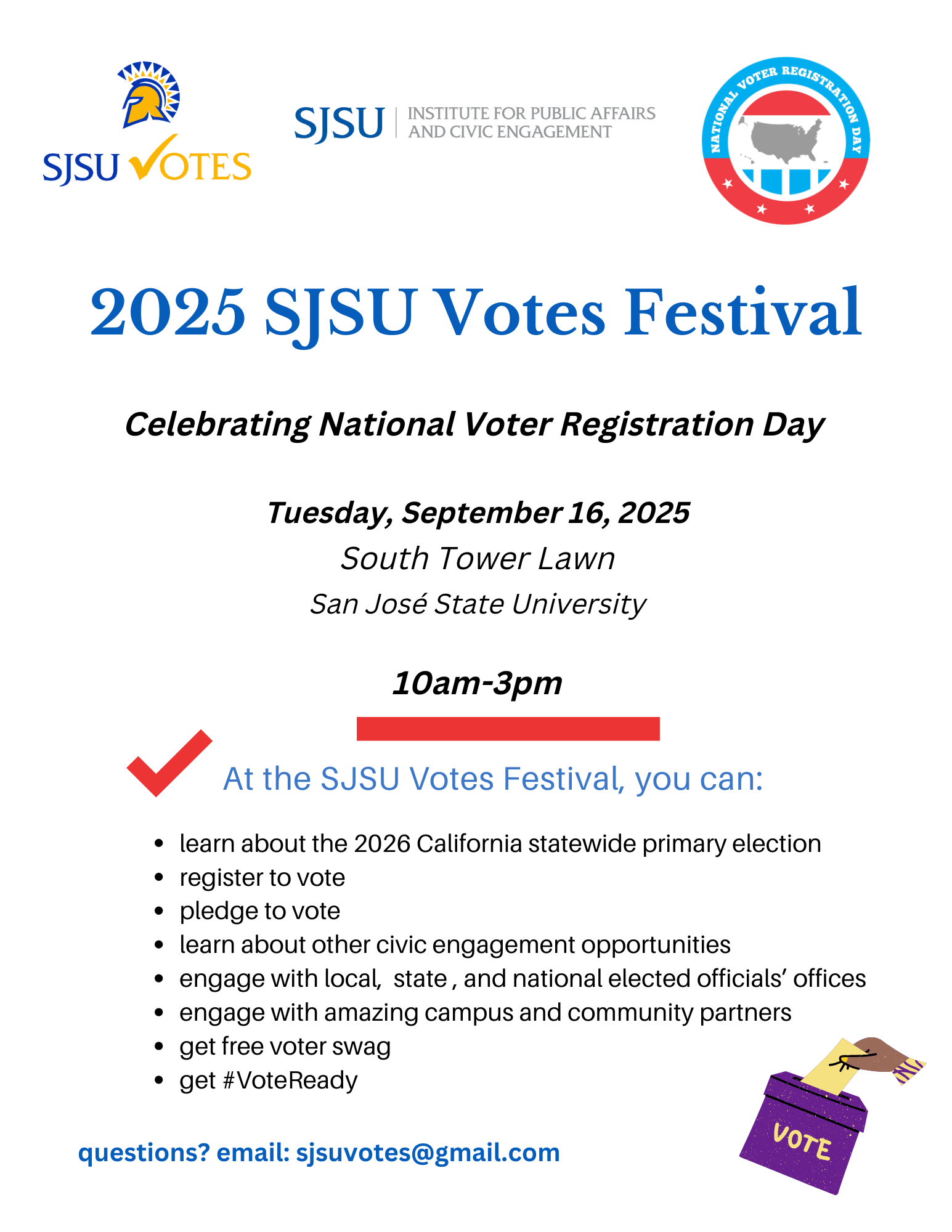 2025 SJSU Votes Festival Flyer