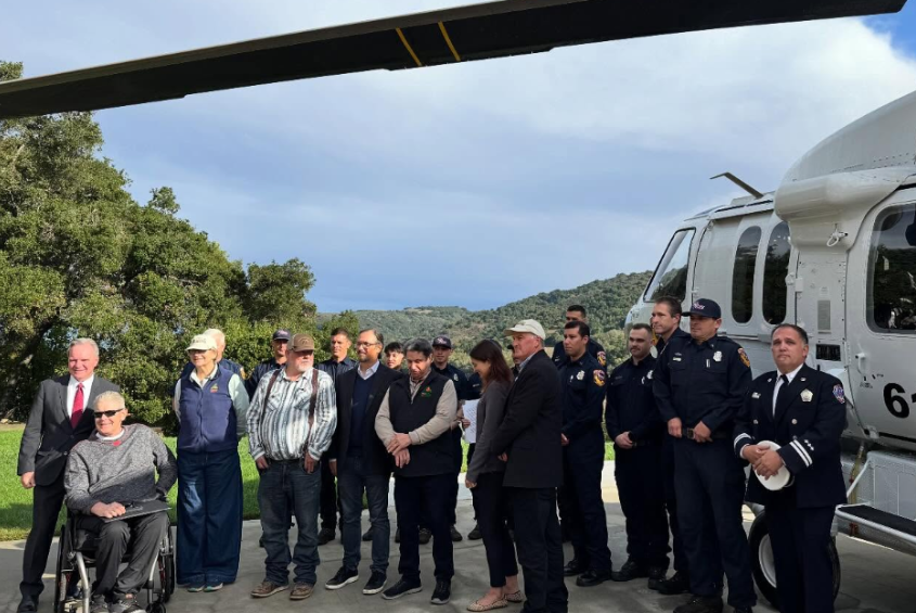Craig Clements of the Wildfire Interdisciplinary Research Center, Senator Dave Cortese and California Firefighters.